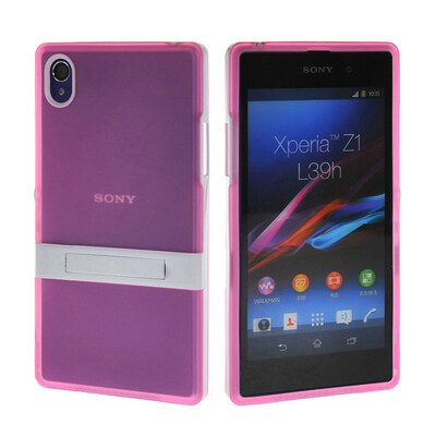 

MOONCASE Мягкие гибкие силиконовый гель ТПУ кожи с Kickstand чехол для Sony Xperia Z1 Розовый