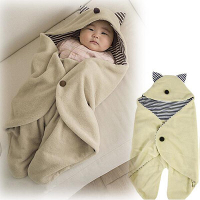 

baby blanket Infant hoodie fleece Swaddle wrap sleeping bag stroller