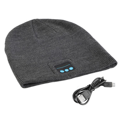 

Men Smart Wireless Bluetooth Music Warm Knitted Beanie Hat Headphones Cap Dark gray