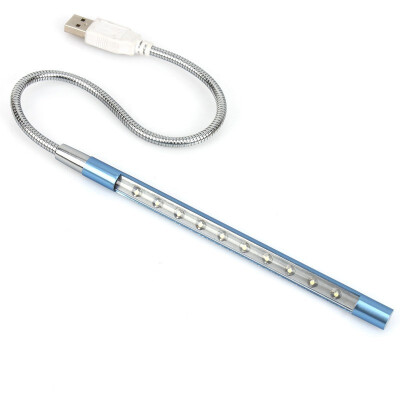 

Blue Flexible USB 10 LED Light Lamp For Keyboard Reading Notebook Laptop