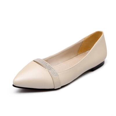 

fashion basic women shoes ballet flat pointed toe slip on loafer rhinestone decoration
