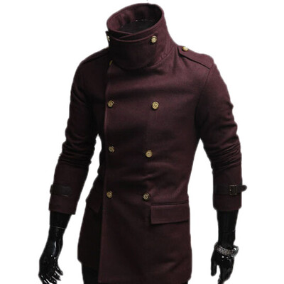 

Zogaa New Mens Woolen Overcoat Lapel Double-breasted