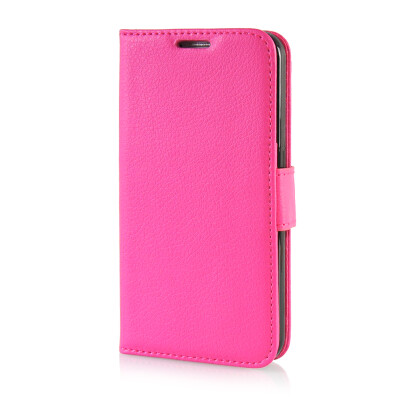 

MOONCASE Litch Skin Leather Side Flip Wallet Card Slot Pouch Stand ЧЕХОЛ ДЛЯ Samsung Galaxy S6 Hot pink