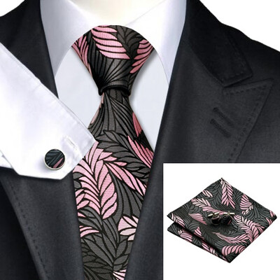 

Hot selling Vogue Men Silk Tie Set High Quality 100% Silk Necktie Handkerchief Cufflinks Set for Formal Wedding Business