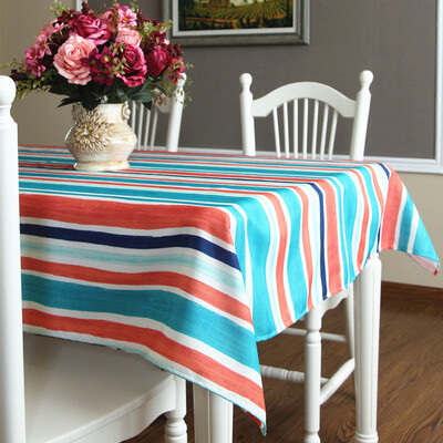 

RGX Tablecloth Rectangular Polyester Waterproof Table Cover Strip Pattern Dust-proof Table Cover for Kitchen Dinning Parties Weddi