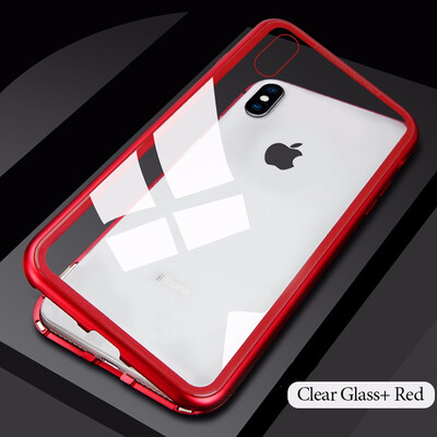 

YAGOO Magnetic Adsorption phone case for iphone X 7 plus case metal frame cover tempered glass for iphone X 8 plus luxury fundas