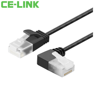 

CE-LINK CAT6A network cable fine network cable super six UTP high-speed network cable 90 degree elbow left curved cable black 025 m 4318