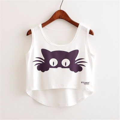 

Women Crop Top Sleeveless Print Summer Casual Top Women Short t-shirt Vest Tank Tops