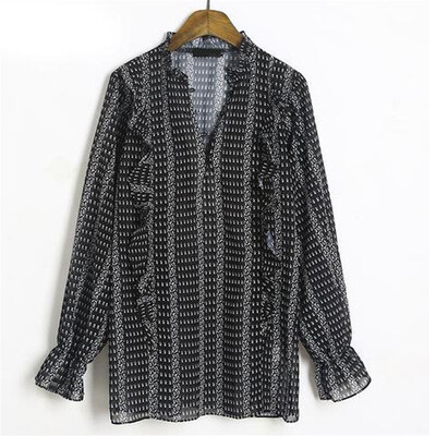 

Women Retro V Neck Long Sleeve Casual Loose Baggy Tunic Tops Blouse Plus Size
