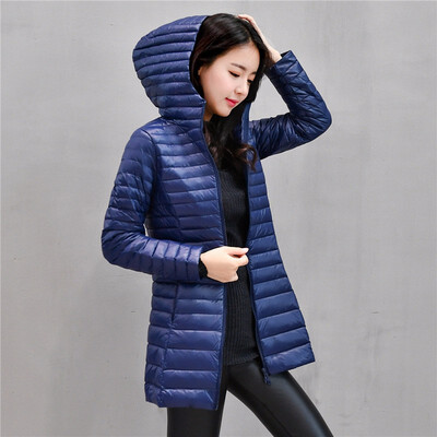 

Pure color Light&thin Down Jackets female Medium&long term Caps Womens style Down Jackets outdoors sports Camping to keep