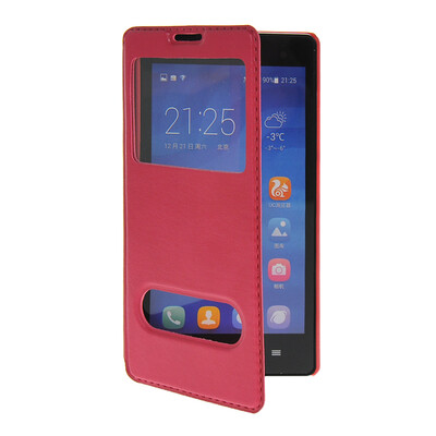 

MOONCASE View Window Leather Side Flip Pouch Stand Shell Back ЧЕХОЛ ДЛЯ Huawei honor 3C Hot pink