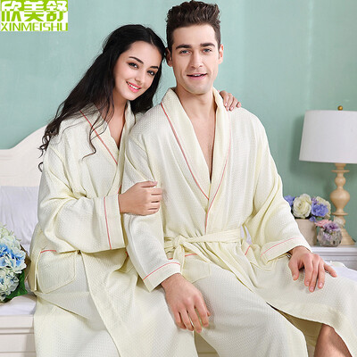 

Xinmeishu bamboo pulp fiber bathrobe men&women nightgown couple pajamas hotel adult absorbent bathrobe long soft spring summer swimming hot spring clothes