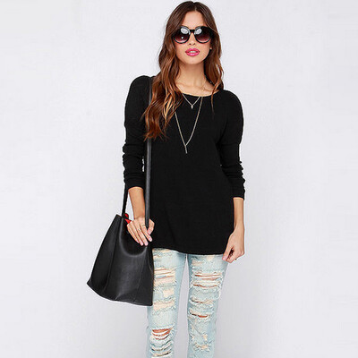 

Naixini Woman' Back Deep V Halter Sleeved Solid Color T-Shirt