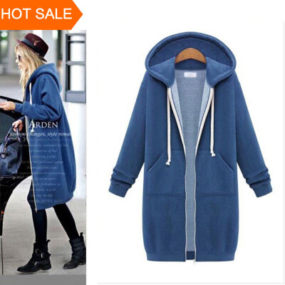 

Women Long Hoodie Hooded Autumn Winter Loose Woman Hoodies Sweatershirt Plus Size Sport Outerwear Suit Casual Long Coat Jacket