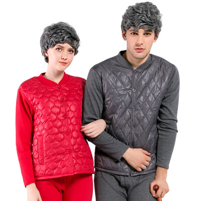 

Snow in the fly men&women thermal underwear feather velvet cotton plus velvet thickening middle&old aged cardigan set XYT5999 mens dark gray 180