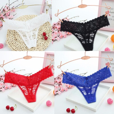 

Lbellagiovanna 4 pack Women Sexy Lace G-stiring Briefs Thongs Underwear Lace Panties Intimates Solid Lingerie Female Bragas6031p4