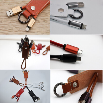 

USB Cables For iPhone Cable 2A Charge For Lightning Cable For iPhone iPad Air Key Chain Leather Ring Cables Fast Charging Data Lin