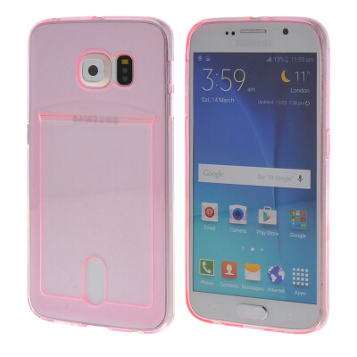 

MOONCASE Case for Samsung Galaxy S6 Flexible Soft Gel TPU Silicone Skin Slim Durable With Card Slot Cover Pink