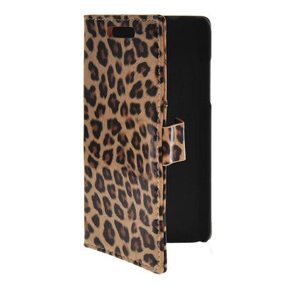 

MOONCASE Slim Leather Flip Wallet Card Pouch with Kickstand Shell Back ЧЕХОЛ ДЛЯ HTC Desire 700 Leopard
