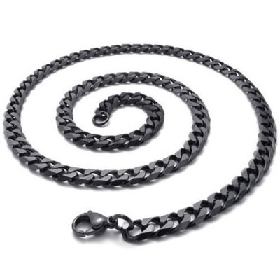 

Hpolw Jewelry Hot Sale Casual Simole New design Mens Stainless Steel 316L Black Classic Hollow Out Lobster Clasps Necklace Chain