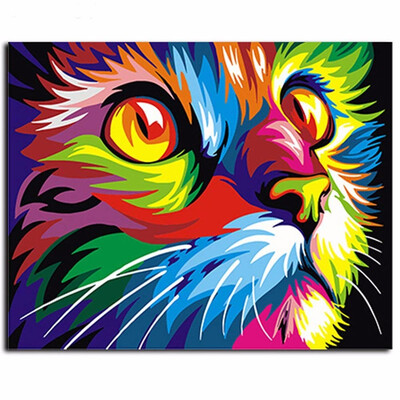 

Frameless DIY Oil Painting By Numbers Hand Painted Modern Wall Canvas Painting Picture For Living Room Coloured cat