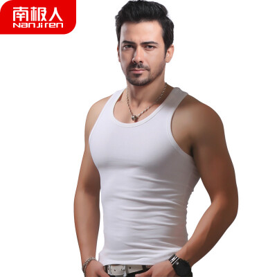 

Antarctic vest mens combed cotton stretch tight-fitting sports bottoming shirt NSJA0660 white 1 XL