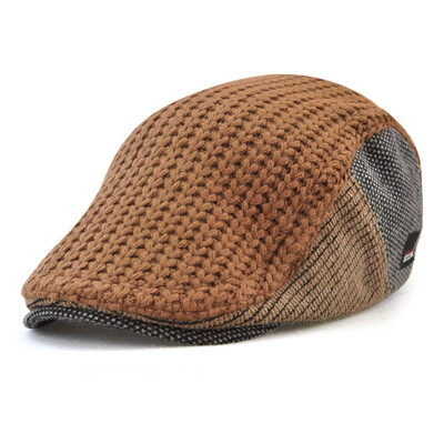 

Jamont Mens Knitted Wool Newsboy Hat Winter Warm Beret Cap Duckbill Visor Flat Cabbie Hats Gentleman Casual Boina Peaked Caps
