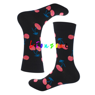 

LIONZONE Winter Warm Women Socks Unisex Rainbow Cherry Crane Pineapple Lemon Harajuku Colorful Funny Cotton Crew Socks