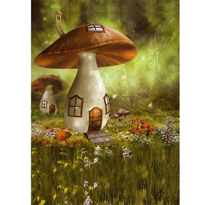 

Mushroom House Photo Backdrop 57FT Vinyl Fabric Cloth Digital Printing Photo Background s-600