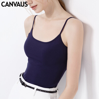 

Canvaus Summer New Wild Sexy Slim Stretch Solid Color Cotton Camisole Ladies Tanks Tops