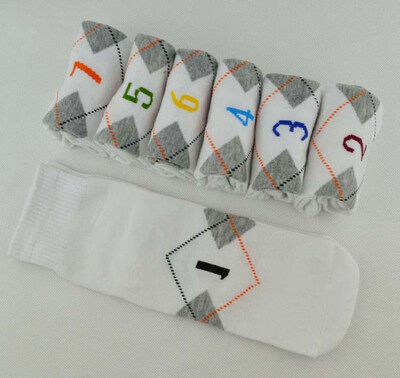 

7 Pairs Mens Cotton Socks 7 Days Of The Week Ankle Socks Black/White