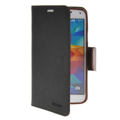 

MOONCASE Classic cross pattern Leather Side Flip with Kickstand Shell Back Case Cover for Samsung Galaxy S5 I9600 Black