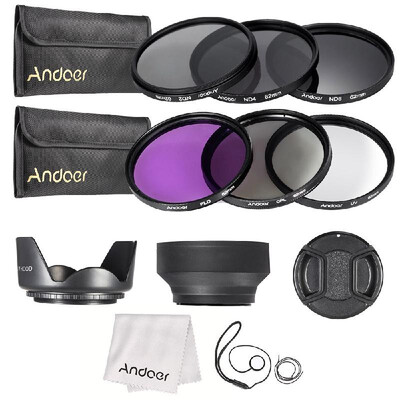

49mm 52mm 55mm 58mm 62mm 67mm 72mm UV CPL FLD ND 2 4 8 Lens Filter Kit Pouch Hood Cap for Canon Nikon X9I6