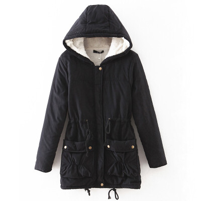 

Winter new arrival womens long hooded cotton-padded coat large size