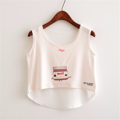 

Women Crop Top Sleeveless Print Summer Casual Top Women Short t-shirt Vest Tank Tops