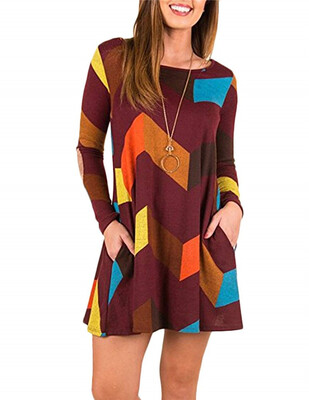 

joyliveCY Womens Long Sleeve Tunic Dress T-Shirt Dress Long Blouse Casual Tops With Pockets