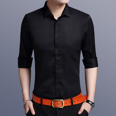 

Mens business casual shirts elastic body wrinkle resistant&ironing shirts