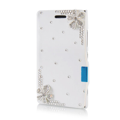 

MOONCASE Luxury Flower Crystal Leather Side Flip Wallet Pouch Case Cover for Nokia Lumia 925