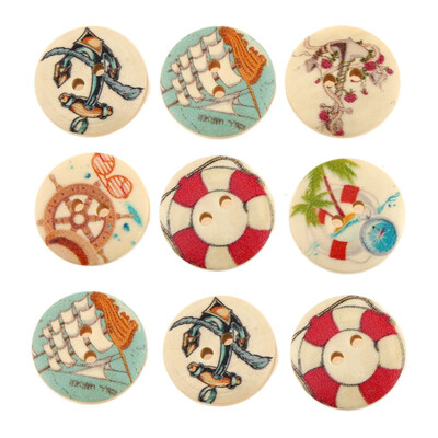 

mymei 1 Bag 100pcs Mixed Pattern Wooden Buttons Fit Sewing&Scrapbook 20mm