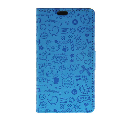 

MOONCASE Cute Little Witch Leather Side Flip Wallet Card Holder Stand Pouch ЧЕХОЛ ДЛЯ Sony Xperia E4G Blue