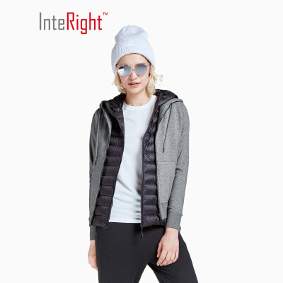 

INTERIGHT sweater female soft terry cardigan casual hooded jacket gray XL