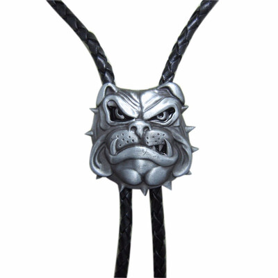 

Vintage 3D British Bull Dog Bolo Tie Leather Necklace also Stock in US