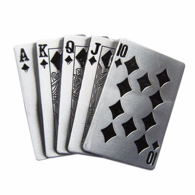 

New Black Enamel Royal Flush Poker Cards Casino Vintage Belt Buckle