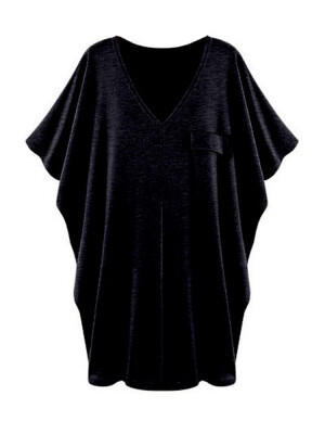 

Plus Size Solid Short Sleeve Women V Collar Casual T-shirt