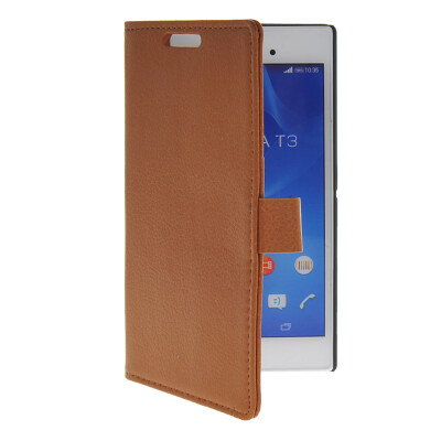 

MOONCASE Slim Leather Flip Wallet Card Pouch with Kickstand Shell Back ЧЕХОЛ ДЛЯ Sony Xperia T3 Brown