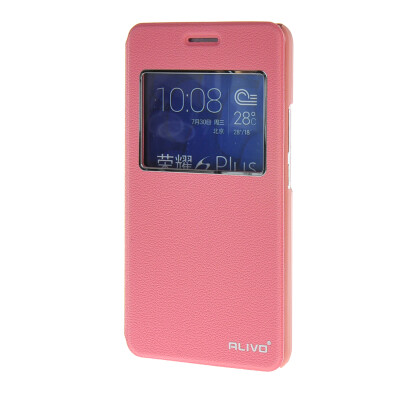 

MOONCASE Huawei Honor 6 Plus Case Slim Window View Design Flip Leather Bracket Back Case Cover Pink