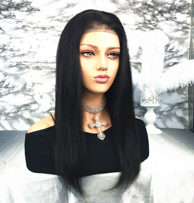 

T-top Hair Light Yaki Straight Human Hair Glueless Lace Front Wigs With Baby Hair Bleached Knots For Women