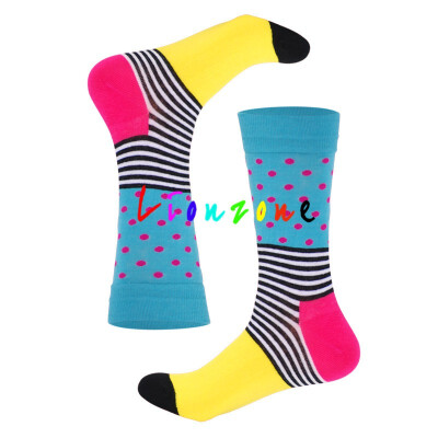 

LIONZONE 2018 Hot Happy Socks Unisex Men Women With Stripes Design Cotton Colorful Dots Stripes Socks Crew Socks Funny Gift