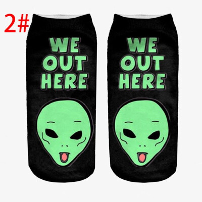 

1 Pair Unisex Couple Fashion Hip Hop Cotton Cute Cat Letters Printed Ankle Socks