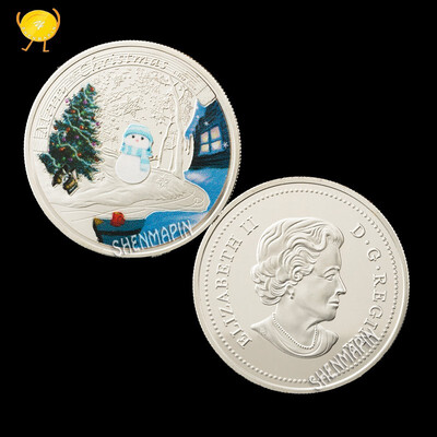 

Christmas snow scene commemorative coins Merry Christmas Silver plated coins exquisite holiday party gift coin collectibles